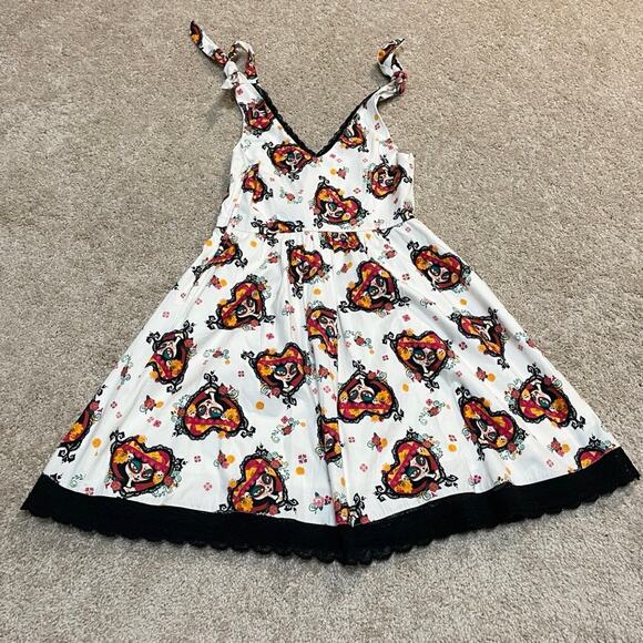 Hot topic The Book Of Life La Muerte print fit and flare dress medium D3 4940 - Picture 6 of 13
